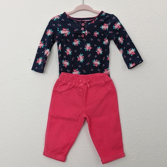 Floral Long Sleeve Top and Pink Pants Set - Picture 2 of 7